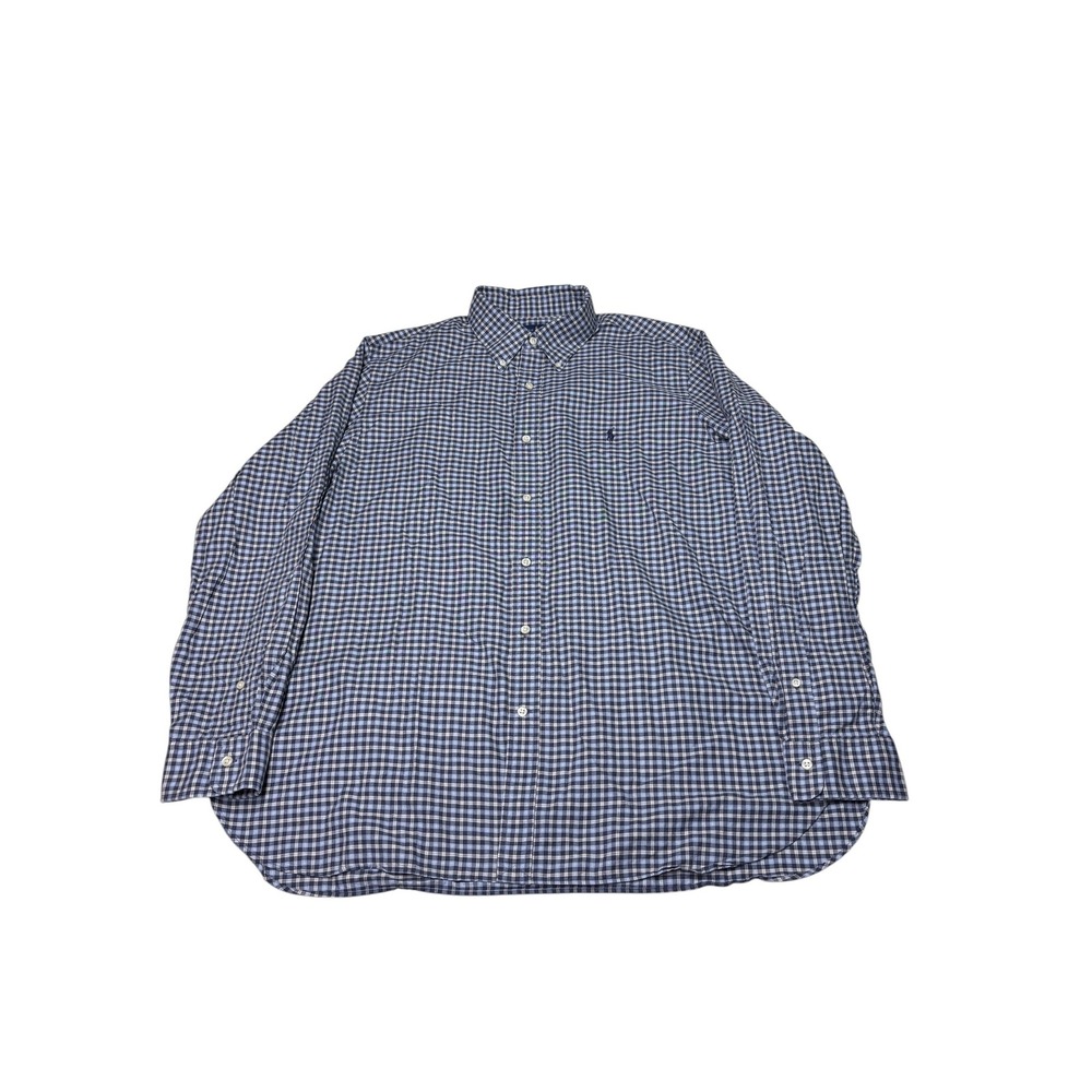 Ralph Lauren Mens XXL Classic Fit‎ Gingham Button Down Shirt Blue White Sleeve